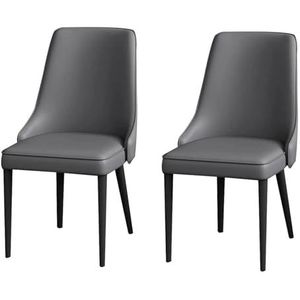 Mode-bureaustoel Lederen stoel Eetkamerstoel Keukenstoelen Set van 2 Bureaustoelen Hoge dichtheid spons-zijstoel