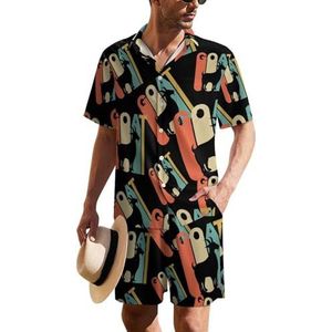 Vintage stijl geit silhouet heren Hawaiiaanse pak set 2-delig strand outfit korte mouw shirt en shorts bijpassende set