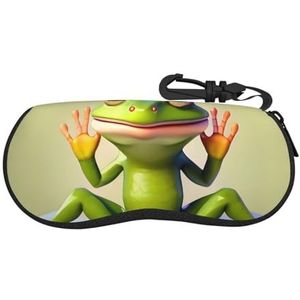 yefan The Funny Frog Doing Yoga Brillen Case, Zachte Case Voor Brillen, Zonnebril Case Unisex, Met Sleutelvergrendeling Sluiting, 17x8 Cm, Zwart, Eén Maat