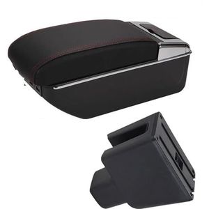 auto-interieurdecoratiedoos Auto-armsteunbox Centraal Inhoud Opbergdoos Arm Auto-onderdelen USB-oplader Voor BR-V (Color : A1 Black red 7USB)
