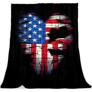 Gooi deken voor bank, zachte deken en plaids, Amerikaanse vlag retro stijl deken, 59x51 inch