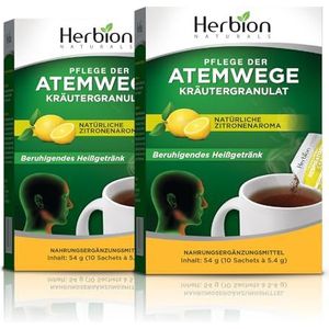 Herbion Naturals luchtwegverzorginggranulaat met natuurlijke citroensmaak, 10 portiezakjes - bevordert de gezonde werking van de luchtwegen, optimaliseert het immuunsysteem, verpakking van 2 stuks