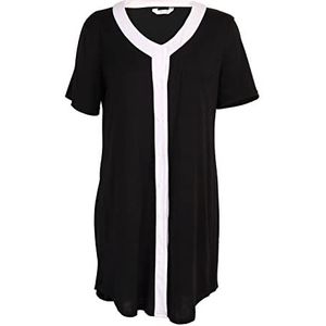 Maternity Nightdress damesjurk button down borstvoeding nachthemd mouwloos/korte mouwen zwangerschapsjurk levering ziekenhuisjurk, S-2XL, zwart, XL