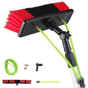 Telescopische reinigingsborstel, 2-in-1 raamreiniger en wisserset - uitschuifbare steel for doucheglas en hoge binnenruimtes(50cm Brush Head,7m/23ft)