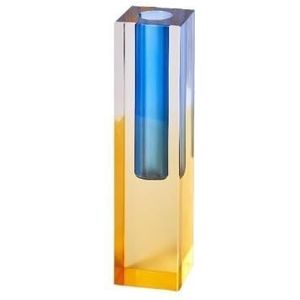 Vaas acryl pijler knop vaas tafelblad glazen vazen luxe decoratieve kristallen Scandinavische kamerdecoratie woondecoratie huisvaas bloemenvaas (kleur: blauw geel hoog)