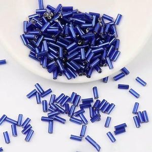 2x4/2x6mm 11/0 zilveren vulbuiskralen met de hand genaaide kraal, rijstkralenmateriaal DIY handgemaakte armbandaccessoires H-buis groothandel-28 saffierblauw-2x6mm 10g 300st