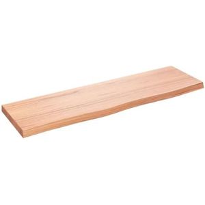 vidaXL Wastafelblad 100x30x(2-4) cm behandeld massief hout lichtbruin, blad voor wastafel, bureaublad, tafelblad hout, tafelblad, eiken tafelblad