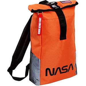 Nasa Roll Top Bag Voor Jongens Ruimte Rugzak Astronaut Sport Rugzak Schooltas, Oranje, Eén maat