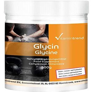 Glycine - 500g poeder - 100% zuiver zonder toevoegingen - Veganistisch aminozuur - grootverpakking voor meer dan 5 maanden | Vitamintrend®