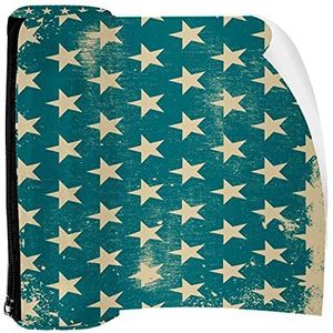 Potlood Case Pen Tas Houder met Rits Coin Organizer Tassen Make-up Cosmetische Pouch voor Vrouwen Tiener Meisjes Jongens Kinderen, Blauwe Sterren Patriottische Grunge Achtergrond