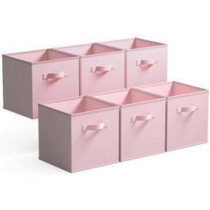 GRANNY SAYS Kubus opbergdozen, 6 Pak stoffen opbergkubussen 33 x 33 x 32,4 cm, opvouwbare opbergkubus met handvat opbergen en organiseren, cube storage boxes, fabric storage cubes - Roze