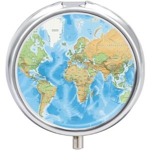Pil Organizer Leuke Ronde, Kaart Gedrukt Grappige Pillendoos Grote 3 Compartiment Wekelijkse Maandelijkse Reizen Draagbare Pocket Purse Pil Container
