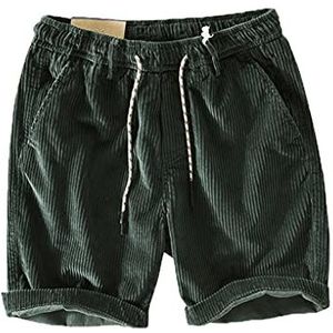 Bangqi Zomer heren katoenen Corduroy casual shorts mode casual heren korte broek broek broek broek, Groen, XXL