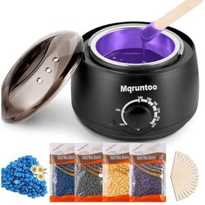 Waxverwarmer wax ontharingsset met 4 x 100 g waxparels, pijnloze waxverwarmer, ontharingsset voor wenkbrauw, gezicht, oksel, bikini, been thuis