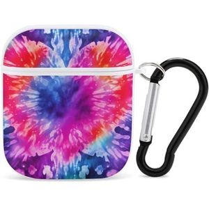 Tie Dye Liefde Leuke Case voor AirPods 2&1 Schokbestendige Beschermende Hoofdtelefoon Gevallen Cover Met Sleutelhanger voor Mannen Vrouwen