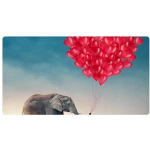 VAPOKF Grijze olifant neus rode ballonnen hart keuken mat, antislip wasbaar vloertapijt, absorberende keuken matten loper tapijten voor keuken, hal, wasruimte