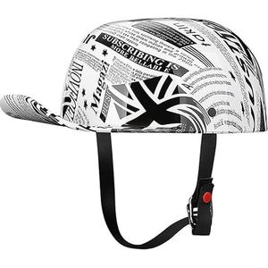 Motorhelm, Vintage stijl motorhelm for heren en dames, ECE-goedgekeurd, open scooterhelmen for volwassenen, zomer, maat F, XL = 61-62 cm(I,M=5758CM)