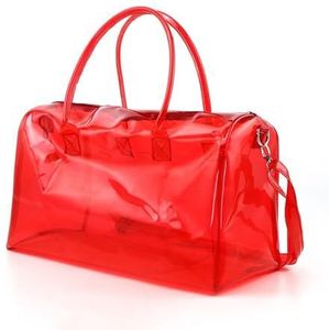 Clear Make Up Bag Transparante Jelly Bag Zwemmen Outdoor Sport Strand Waterdichte Casual Grote Capaciteit Messenger Bag voor Mannen en Vrouwen, Rood, Eén maat