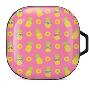 Ananaspatroon oordopjes hoesje compatibel met Samsung hard shell beschermhoes zwart-stijl