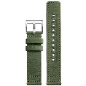 Universele dubbelzijdige canvas horlogeband ademende pasvorm for Casio Edifice MTP-1374 1375 MDV107-1A MDV-106 horlogeband 20 mm 22 mm zacht(Green-Silver,20mm)