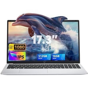 ACEMAGIC Laptop van 17,3 inch, 16 GB DDR4, 512 GB SSD, N-97 processor tot 3,6 GHz, Duitse toetsenbordbescherming, wifi, BT5.0, 3 x USB 3.2, 180° openen en sluiten