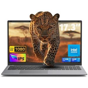 ACEMAGIC 17.3 Inch Laptop, N-95 Quad-Core Processor up to 3.4GHz, 16GB DDR4 RAM, 512GB SSD (Expandable to 2TB), Hidden Camera, 3x USB 3.2, BT5.0, HDMI, WiFi, 6000mAh Battery, Silver