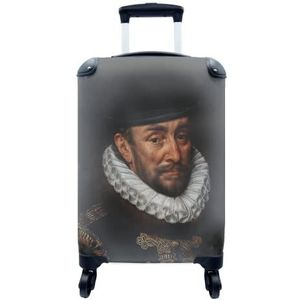 MuchoWow® Koffer - Willem van Oranje - Adriaen Thomasz - Hoed - Past binnen 55x40x20 cm en 55x35x25 cm - Handbagage - Trolley - Fotokoffer - Cabin Size - Print