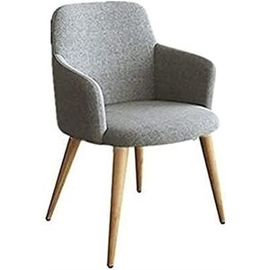 GEIRONV Moderne keuken eetkamerstoelen, met houtachtige metalen poten, woonkamer fauteuil, stoffen gestoffeerde stoel, lounge stoelen Eetstoelen (Color : Light gray, Size : 55x53x78cm)