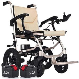 Rolstoel Elektrisch (14 Kg), Lichtgewicht/Intelligente Bediening, Verwijderbare Lithiumbatterij, Belasting 100 Kg, Voor Ouderen En Gehandicapten,brown