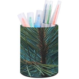 Rrtsmsgh Dennenboom Groene Naalden Penhouder voor Bureau Minimalistische Make-up Borstelhouder Lederen Potlood Houder Multifunctionele Kantoorbenodigdheden Milieuvriendelijk Bureau Opslag voor Kantoor