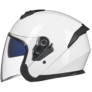 Motorhelm, Dubbel vizier open gezicht 3/4 scooter straat crossmotor helm DOT goedgekeurd D,XL61-62cm(G,XL6162cm)