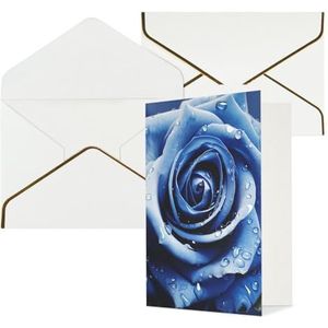 KKLWEGU Mooie blauwe roos illustratie wenskaart met enveloppen denken aan u kaart gelukkige verjaardag bruiloft uitnodiging blanco notitiekaarten voor alle gelegenheden 4x6