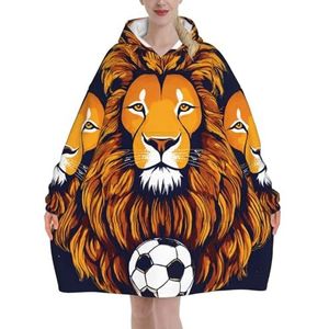 Cool Lion Vrouwen Sherpa Sweatshirt Deken Verlengt Warme Gezellige Oversized Draagbare Pocket Hoodie Volwassenen