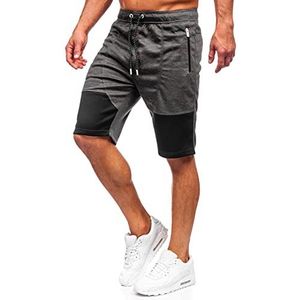 BOLF Heren Korte Broek Sweatshorts Bermuda Herenshorts Joggingbroek Sportbroek Fitness Training Shorts Slim Fit Zomer Casual Stijl CRWS DNM Q3859 Donkelgrijs M [7G7]