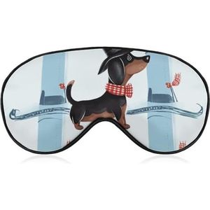 Parijse teckel slaapmasker, lichtblokkerend oogmasker, comfortabel en zacht, oogbedekking met elastiek, geschikt voor mannen en vrouwen, geschikt voor reizen en slapen