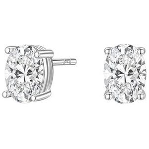 Dames verschillende stijlen S925 sterling zilveren oorknopjes vierkante ronde oorbellen met diamanten(#4)