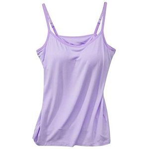 Aosbset Damesvest, tanktop met ingebouwde beha, zomer, sportbeha, spaghettibandjes, gewatteerd hemdje, vochtafvoerend