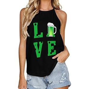 Love Beer Tanktop voor dames, zomer, mouwloze T-shirts, halter, casual vest, blouse, print, T-shirt, L