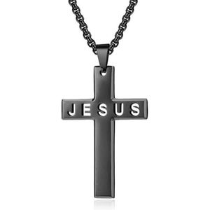 Lasersnijden JEZUS hanger Kruis ketting mannen roestvrij staal bidden christelijke Pasen sieraden