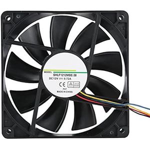 ASHATA SHLF1212MBE-38 CPU-ventilator, 12 cm, 12 V, 0,72 A, 4-pins, PWM temperatuurregeling, geschikt voor extreme warmteafgifte of servergebruik