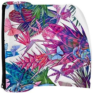Potlood Case Tropische Palmbladeren Vogels Vlinders Pouch Tas Pen Rits Tas voor Kantoorartikelen Reizen School Student Supplies