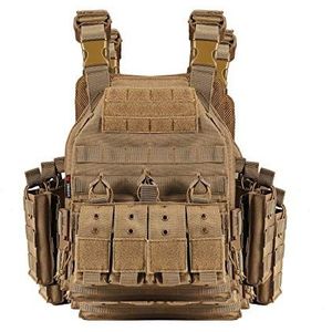 Searchyou Tactisch vest met beschermplaten, tactisch vest voor heren voor buiten, als CS veldvest, Airsoft Paintball Wargame - CP bijgewerkte versie, kaki, M