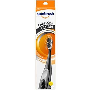 Spinbrush Charcoal Clean Elektrische tandenborstel, werkt op batterijen, zachte haren, met houtskool, 1 stuk