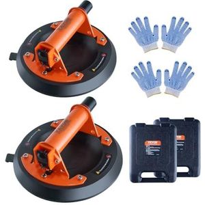Glazen zuignap, 8"" 2-pack 615 lbs laadvermon, vacuümzuignap met stalen handvat en draagdoos, zuignaphefreedschap(Steel Handle)