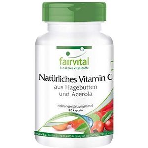 Fairvital | Acerola capsules met rozenbottel - 256mg natuurlijke vitamine C per dagelijkse dosis - VEGAN - 180 capsules