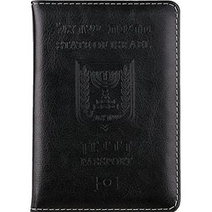 Reizen PU lederen Israël paspoort beschermhoes portemonnee mannen vrouwen Israëlische creditcardhouder beschermhoes, Zwart, 10*14.2*0.7 cm