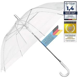 GOODS+GADGETS Transparante paraplu, witte stokparaplu Ø 100 cm; Elegante paraplu in transparant - Het modehoogtepunt (1x, stokparaplu)