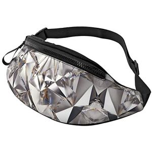 Glitter Abstract Diamant Kristal Patroon Gedrukt Fanny Pack, Heuptas Pack Voor Mannen & Vrouwen, Hip Bum Bag Met Verstelbare Riem Voor Casual Reizen Wandelen, Zwart, One Size
