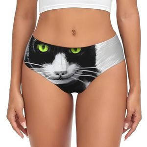 XTYGETY Zwart-wit Katten Print Vrouwen Slips Zachte Ademend Hipster Slipje Klassiek Ondergoed Ondergoed Voor Comfort, Zwart, 4XL