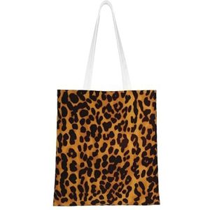 VTCTOASY Coole cheetah luipaardprint canvas draagtassen lichtgewicht schoudertas herbruikbare boodschappentas handtassen voor vrouwen mannen, zwart, één maat, Zwart, One Size